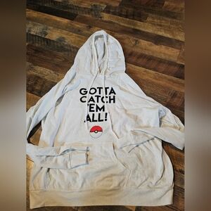 Pokemon White Hoodie with Black Text and Red Pokeball